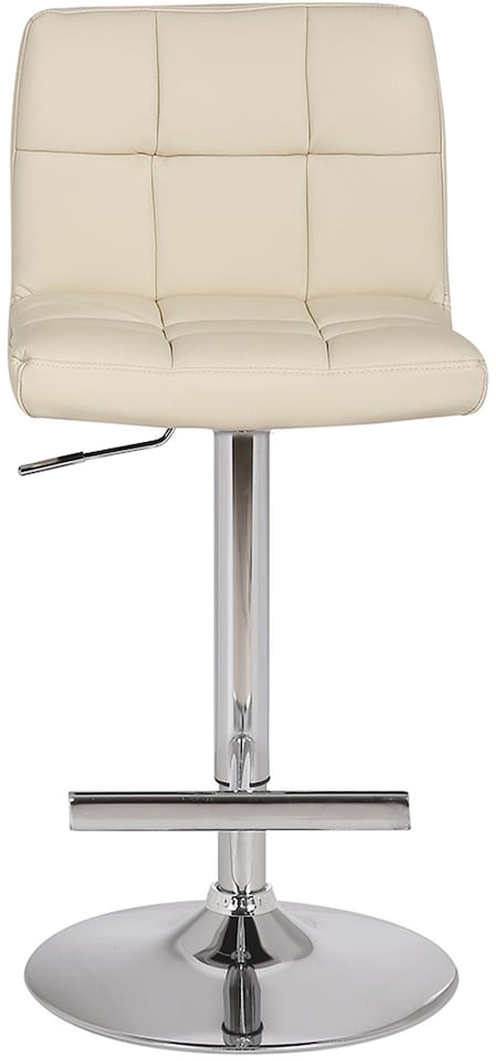 image 1 of Allegro Real Leather Adjustable Swivel Bar Stool with Backrest & Chrome Base | Cream