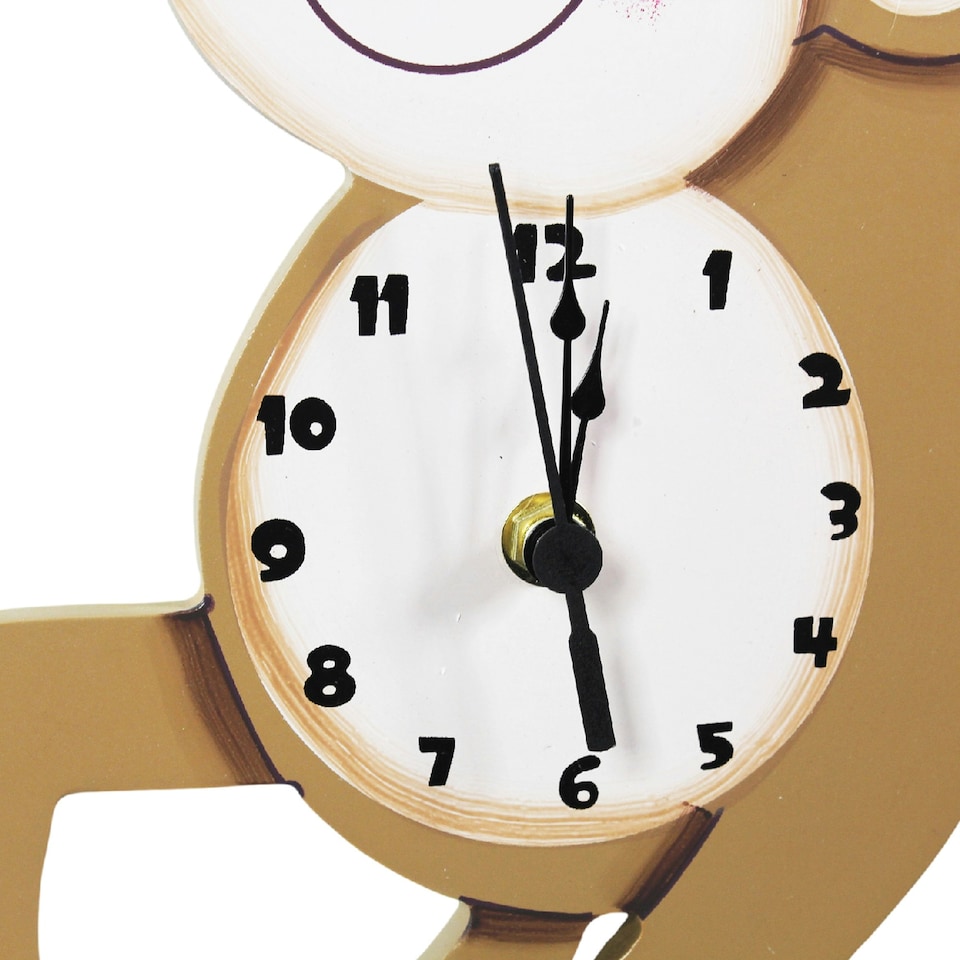image 1 of Teamson Kids Sunny Safari Monkey Wall Clock for Children's Room, Brown/Green