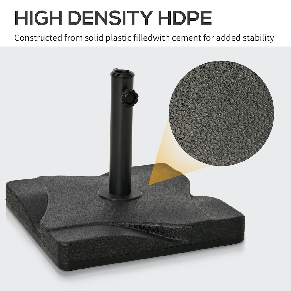 image 1 of Outsunny 20KG Square Patio Parasol Base, Fits Φ32mm,Φ38mm,Φ48mm Pole - Black
