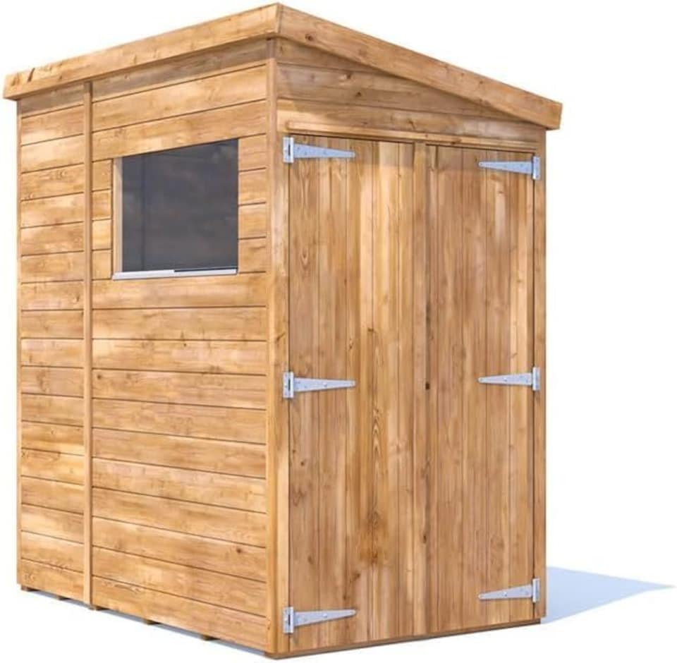 image 1 of Dunster House 4x6 Wooden Garden Shed, 1.2x1.8m, 15mm Walls, Window, Pent Roof, Superfelt, Modular