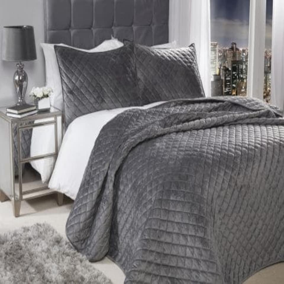 image 1 of Banbury Bedspread Silver Grey | Grey
