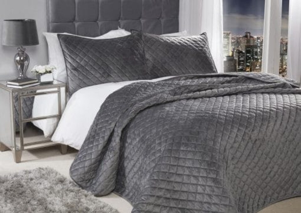 image 1 of Banbury Bedspread Silver | Grey | Grey