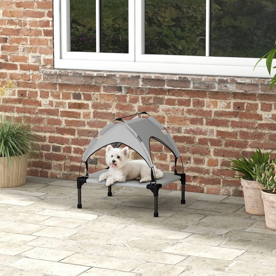 image 1 of PawHut Cooling Raised Dog Bed w/ Breathable Mesh, for Mini, S Dogs - Light Grey