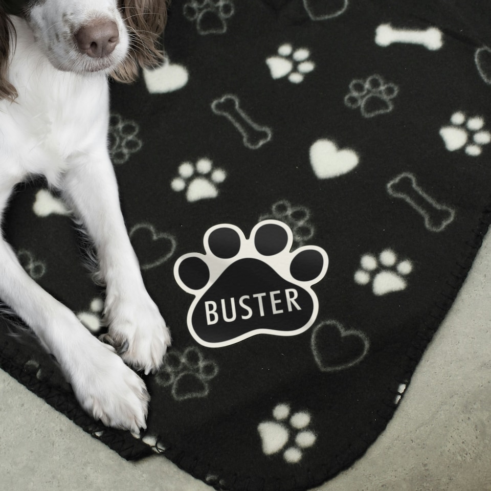 image 1 of Personalised Dog Paw Print Fleece Blanket
