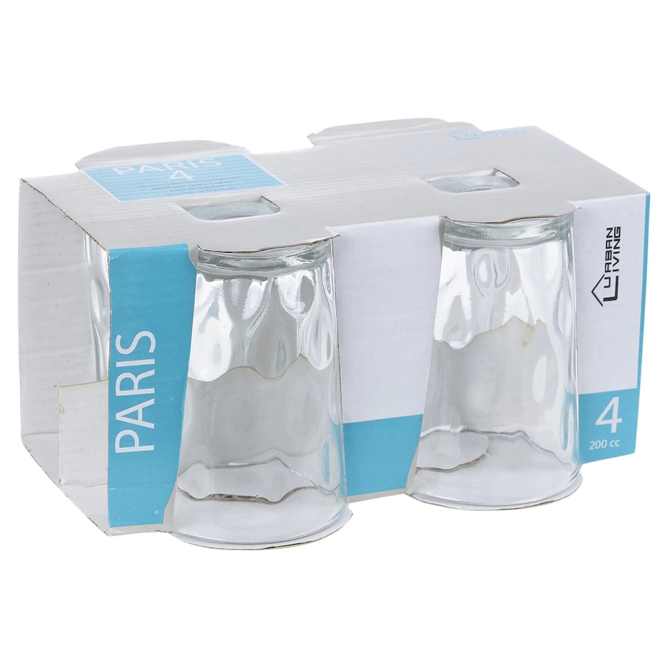 image 1 of 200ml Drinking Glasses Sets Glassware Patterned Water Cup Juice Cocktail Tumbler | Clear | Clear | Set of 12 Paris