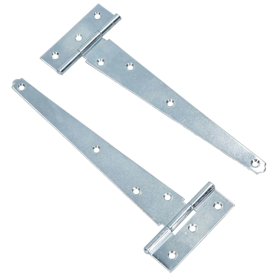 image 1 of 8in / 204mm Heavy Duty T Tee Hinges For Shed + Garden Gates Zinc Plated 8pc Silver