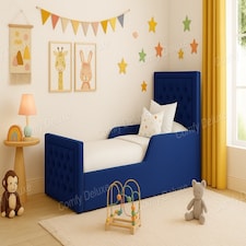 3ft Blue Plush Studded Bed Frame
