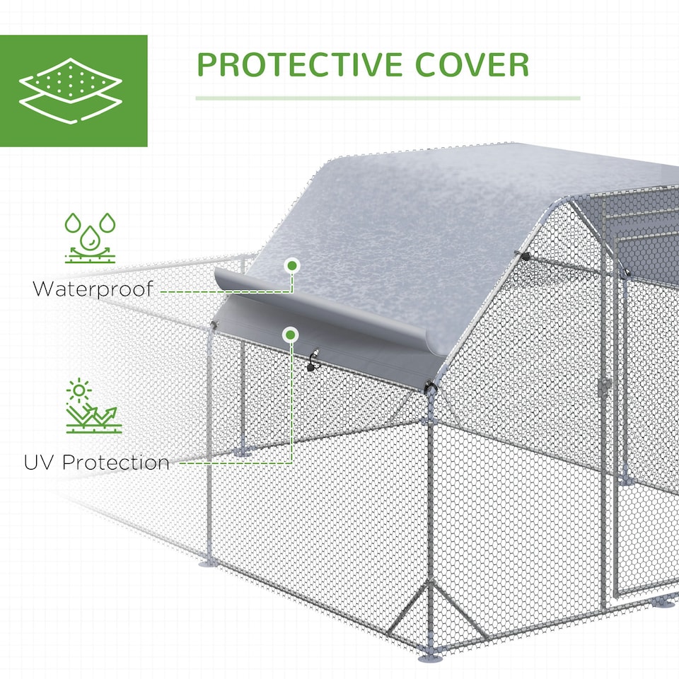 image 1 of PawHut Chicken Run W/ Roof, Walk In Chicken Coop for 10-12 Chickens, Hen House