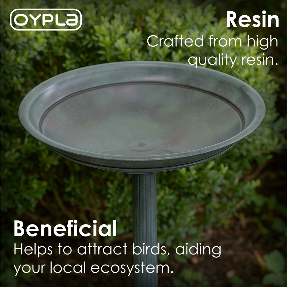 image 1 of Oypla Traditional Ornamental Garden Pedestal Bird Bath Outdoor Water