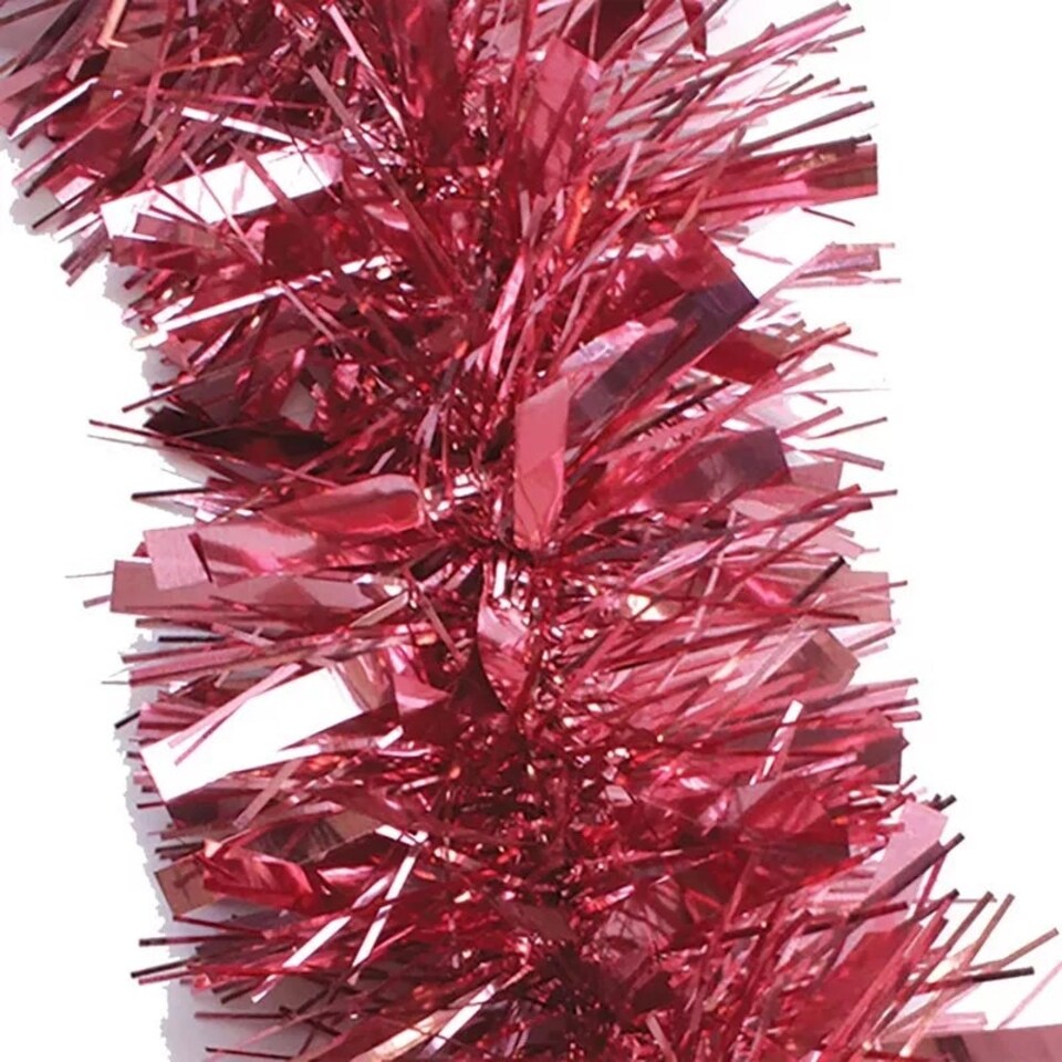 image 1 of 6 x 2 Metres Pack Pink Chunky Christmas Tinsel