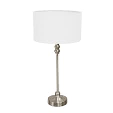 ValueLights Maggie Chrome Candlestick Table Lamp White Shade and Bulb