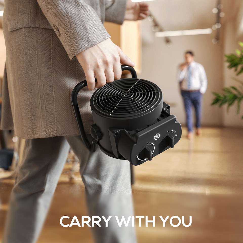 image 1 of HOMCOM Ceramic Space Heater, 2000W Portable Fan Electric Heater with 3 Modes, Adjustable Thermostat, Handle, Overheat Protection, Low Energy for Bedroom, Black | Black