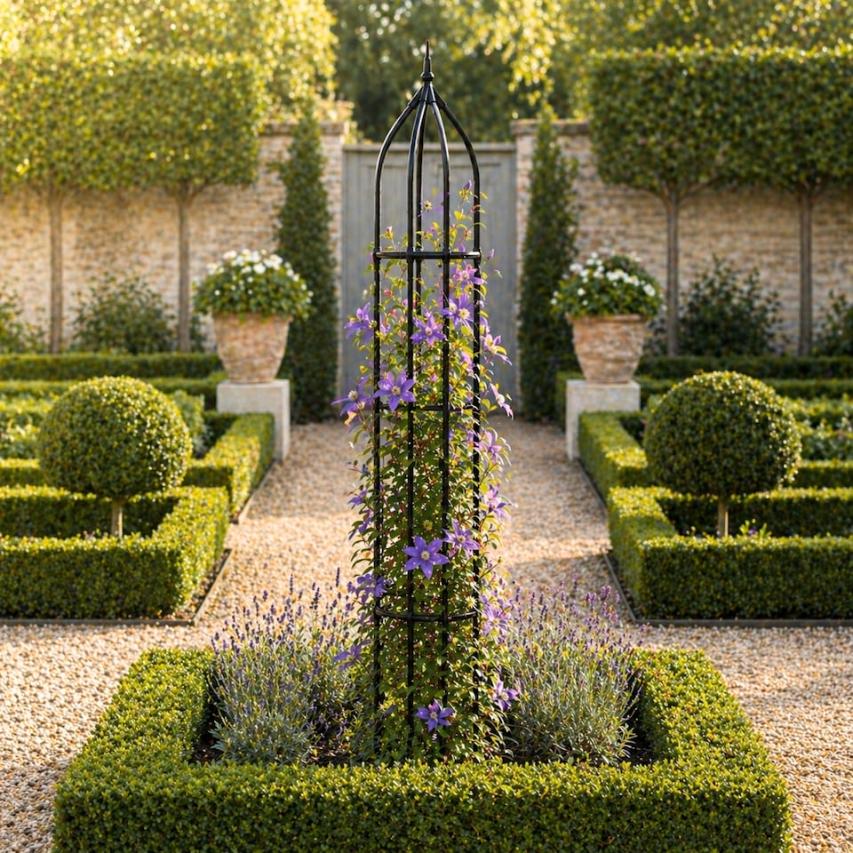 image 1 of Garden Obelisk for Climbing Plants 170cm - Metal Plant Cage Support Trellis Rose Tower for Flowers, Patio Pots, Shrubs, Borders