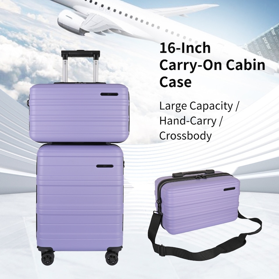 image 1 of ABS Cabin Carry Bag with Strap – Lightweight Underseat Luggage | Purple | French Lilac | Cabin Bag