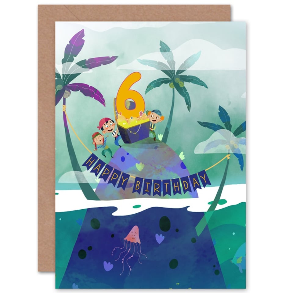 image 1 of Pirate Treasure Boys Age 6 Year Old Child Kids 6th Birthday Card