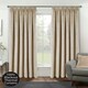 image 1 of Oxford Cream Velvet Curtains 66 x 54 inch (168 x 137 cm) 100% Blackout Pencil Pleat Thermal Noise Reducing Curtains for Bedroom and Living Room