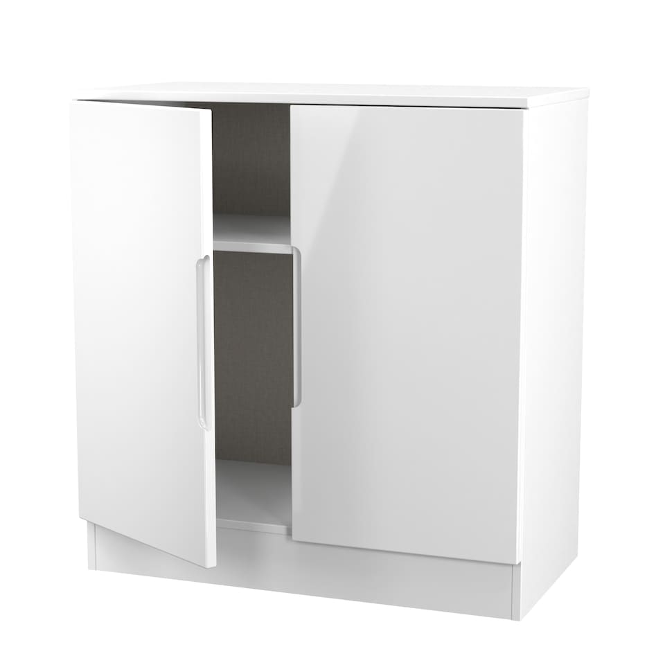 image 1 of Lucca 2 Door Cabinet in White Gloss & White Matt (Ready Assembled) | White | White Gloss & White Matt