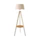 image 1 of ValueLights Morrigan Cream Wood Floor Lamp Natural Scallop Shade | Cream