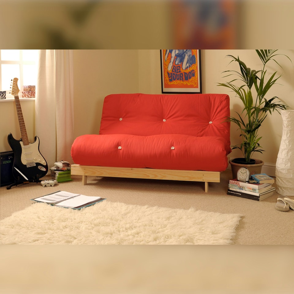 image 1 of 4ft6 Double Luxury Futon Mattress And Base Set in Red