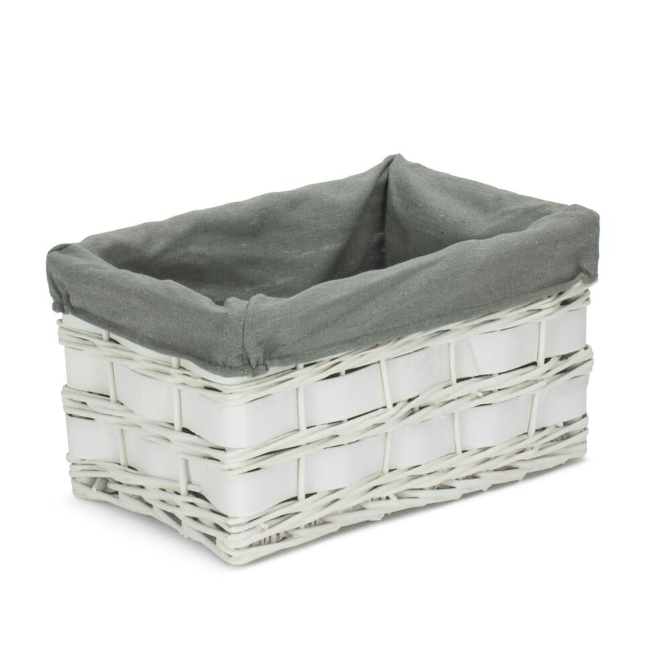 image 1 of Medium White Grey Lined Scandi Storage Basket With Grey Lining | Grey | Grey