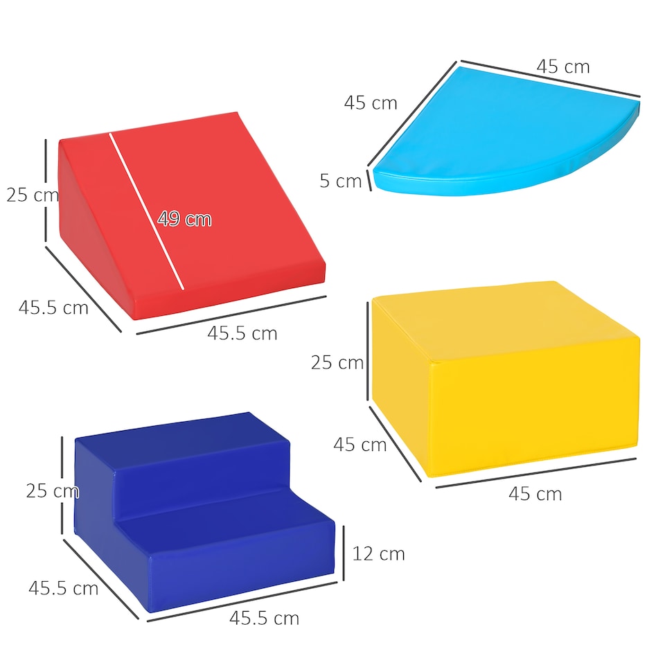 image 1 of HOMCOM 4-piece Soft Play Set Climb and Crawl Foam Toddler Activity Toys