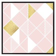 Pink & gold geometric (Picture Frame) Black | XL