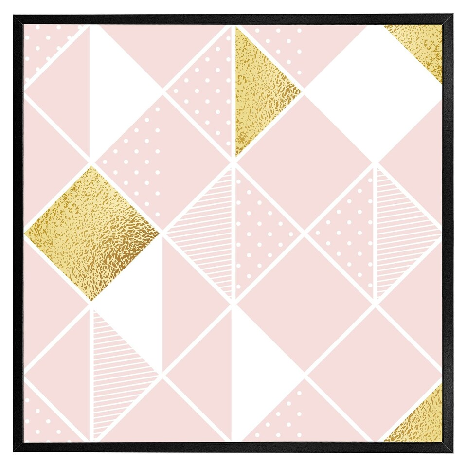 image 1 of Pink & gold geometric (Picture Frame) Black | XL
