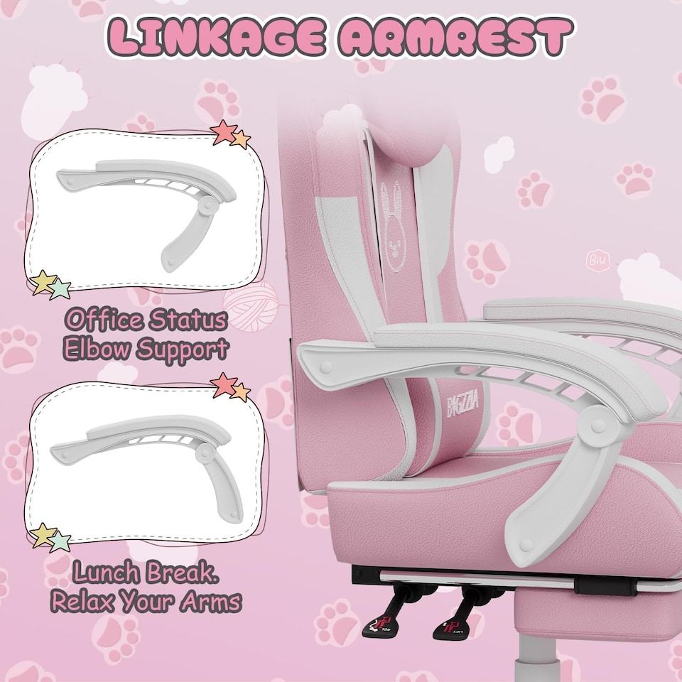 image 1 of Rattantree Ergonomic Gaming Chair with Massage Support & Footrest