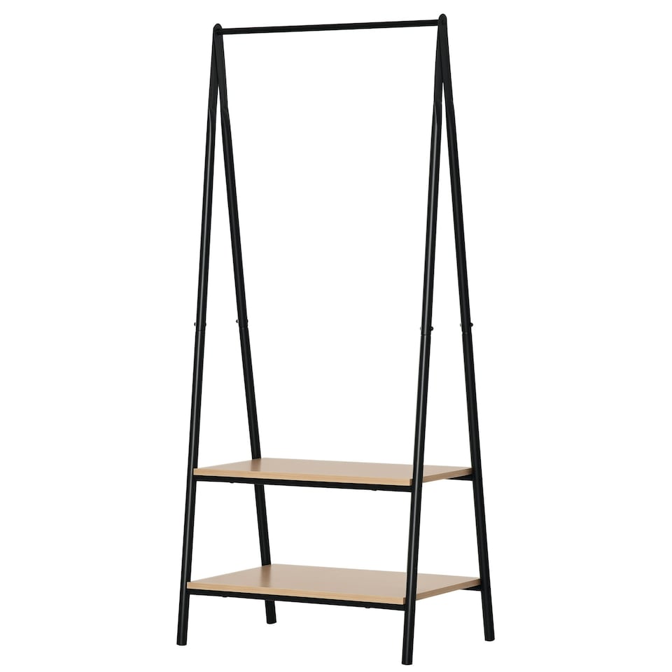 image 1 of HOMCOM 2-Tier Garment Rack Storage Shelves Metal Coat Shoes Clothes Stand