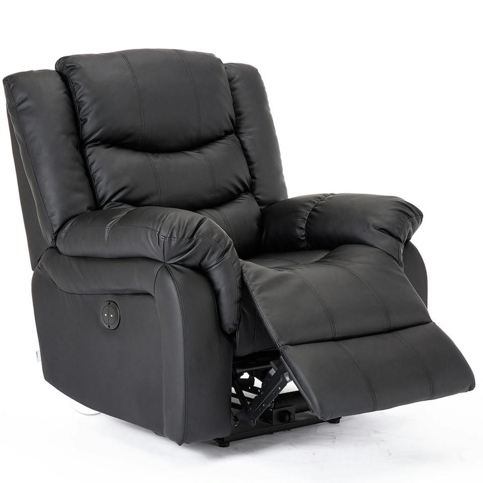 image 1 of Seattle Electric Automatic Recliner Home Lounge Bonded Leather Chair (Black)