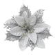 image 1 of Living and Home 24 Pcs Artificial Poinsettia Flowers Christmas Tree Ornament Set- Silver