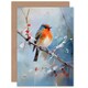 image 1 of Winter Robin Bird on Tree Branch Christmas Card