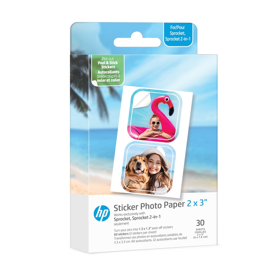 image 1 of 30 Sheets - HP Sprocket Cut Out Sticker Zink 2x3