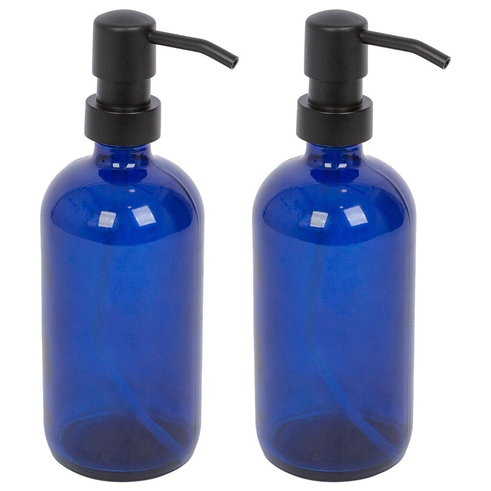 image 1 of Harbour Housewares Glass Soap Dispensers - 500ml - Blue - Pack of 2