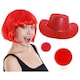 image 1 of Red Nose, Glitter Cowboy Hat, Bob Wig & Face Paint Red | One Size