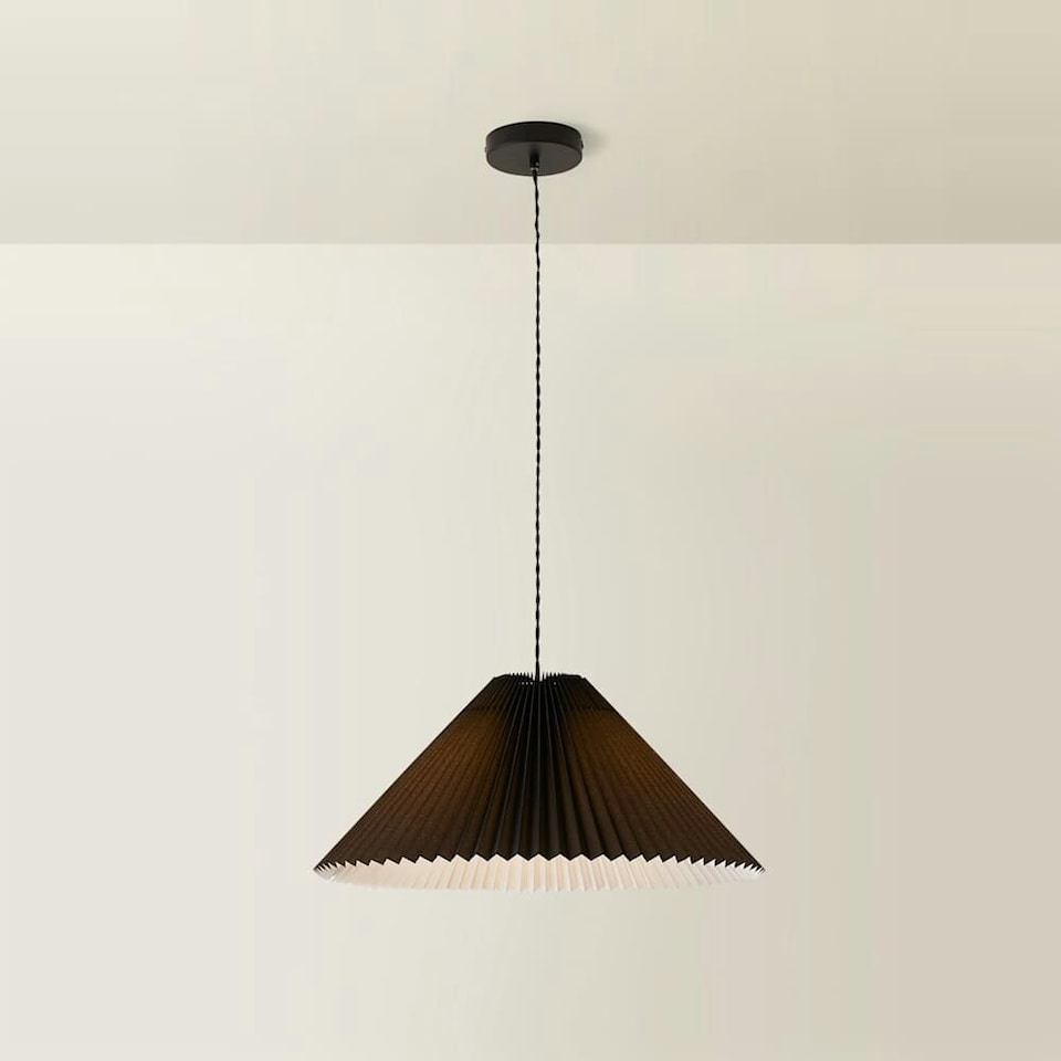 image 1 of ValueLights Akira Black Paper Pleated Single Drop Ceiling Pendant Light