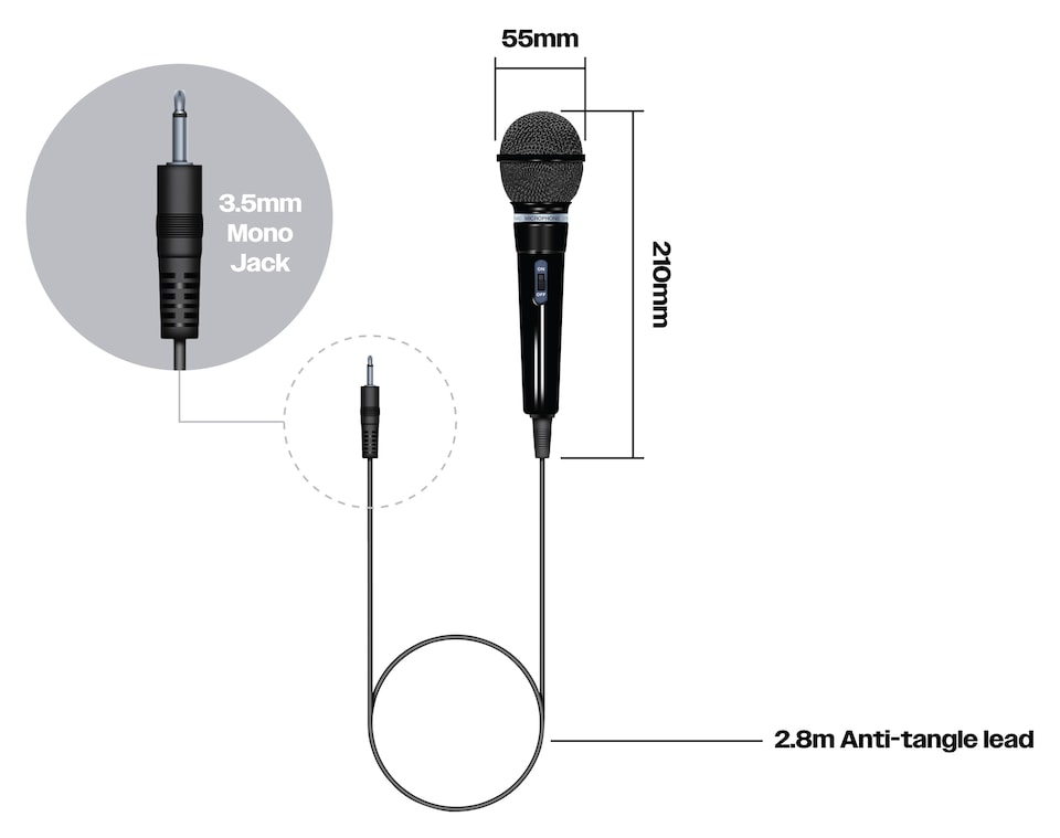 image 1 of Black Plastic Microphone 3.5mm