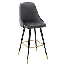 Living and Home Set of 2 Modern Upholstered Velvet High Chairs Bar Stools