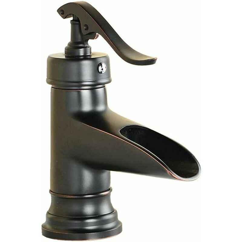 Basin faucets, antique brass basin mixer tap vintage retro style hot and cold bathroom sink faucet mixer tap,black
