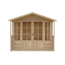 Delmora 8 x 14 Shiplap Summerhouse with Veranda - Wood - L4186 x W2456 x H2174 mm | Brown