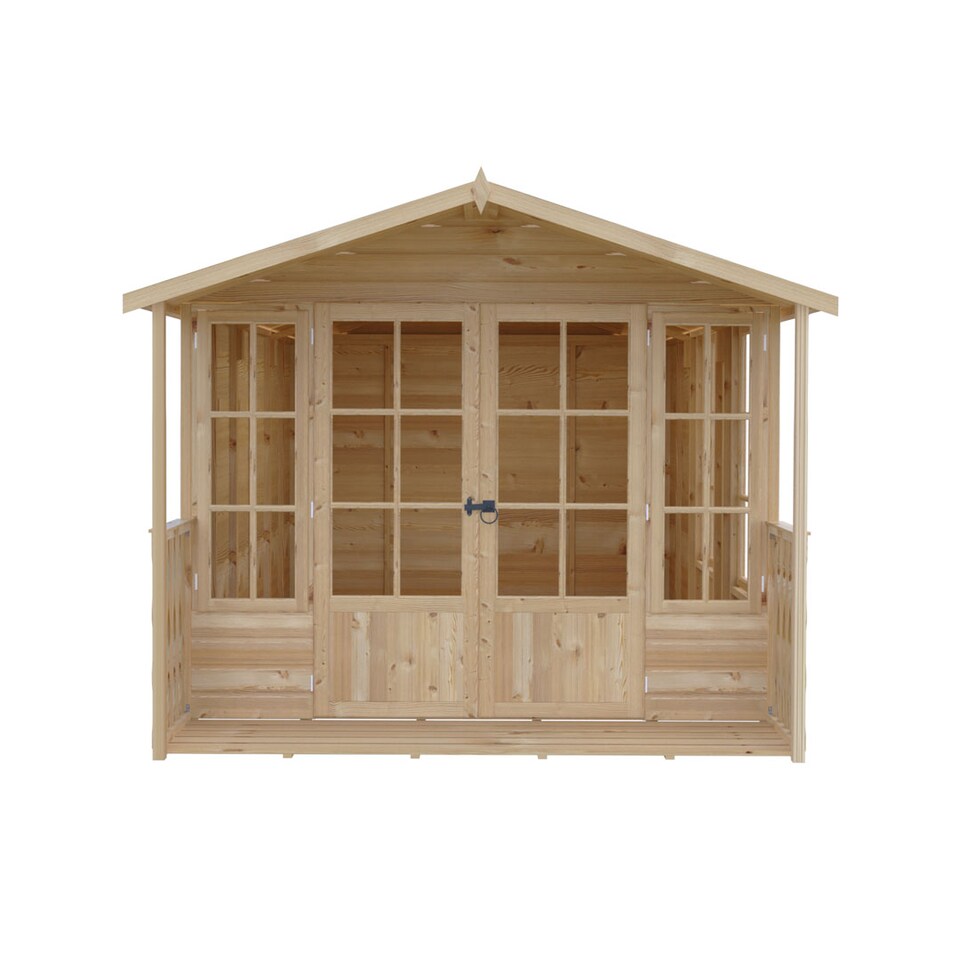 image 1 of Delmora 8 x 14 Shiplap Summerhouse with Veranda - Wood - L4186 x W2456 x H2174 mm | Brown