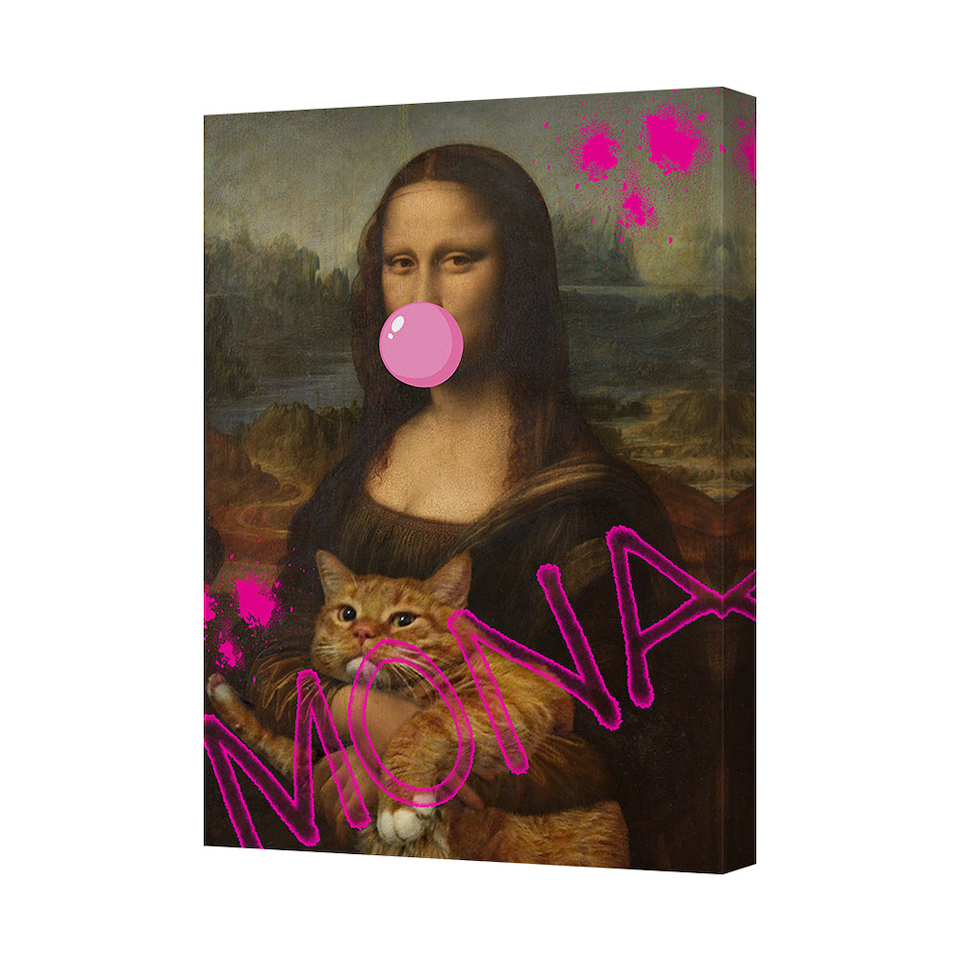 Mona Lisa Pop Art Canvas Print With Pink Bubble Gum And Neon Mona ...