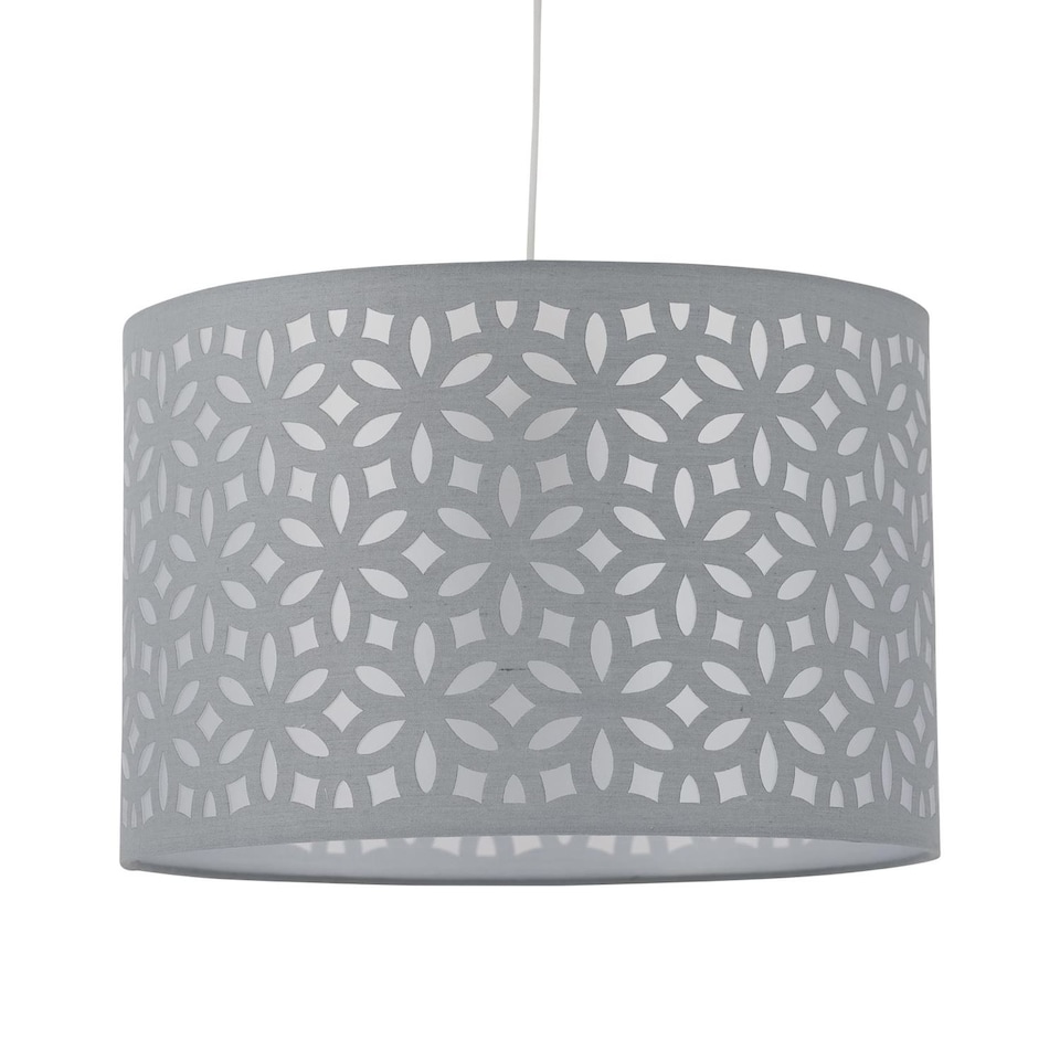 image 1 of Set of 2 Grey Laser Cut 25cm Pendant Lightshades | Grey | Medium | 2