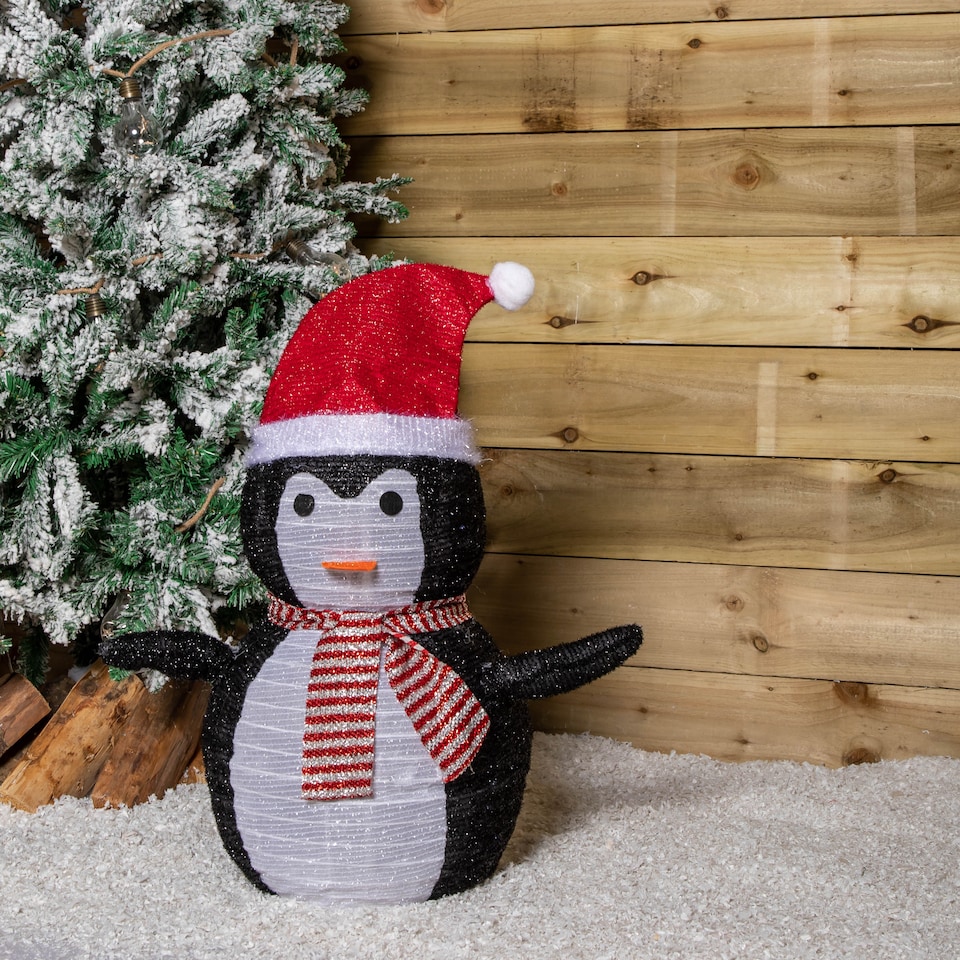 image 1 of 70cm Battery Operated Pop up Christmas Penguin with Static & Flashing White LEDs
