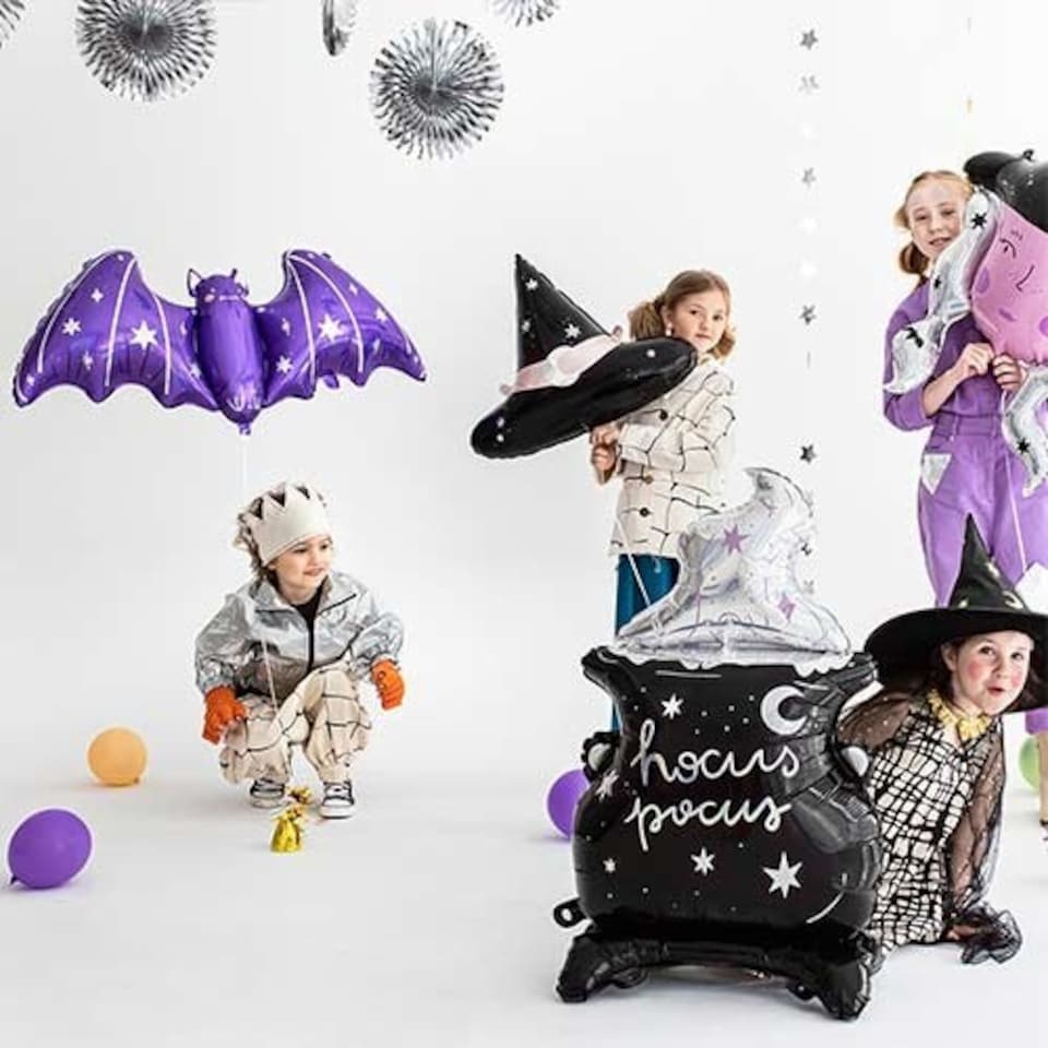 image 1 of Vibrant Purple Bat Halloween Giant Helium Foil Balloon 119cm / 47 in