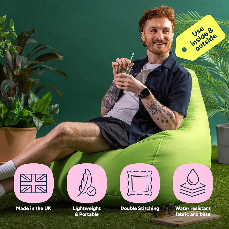 image 1 of Icon Dalton High Back Adult Gaming Indoor Outdoor Bean Bag Chair, Lime