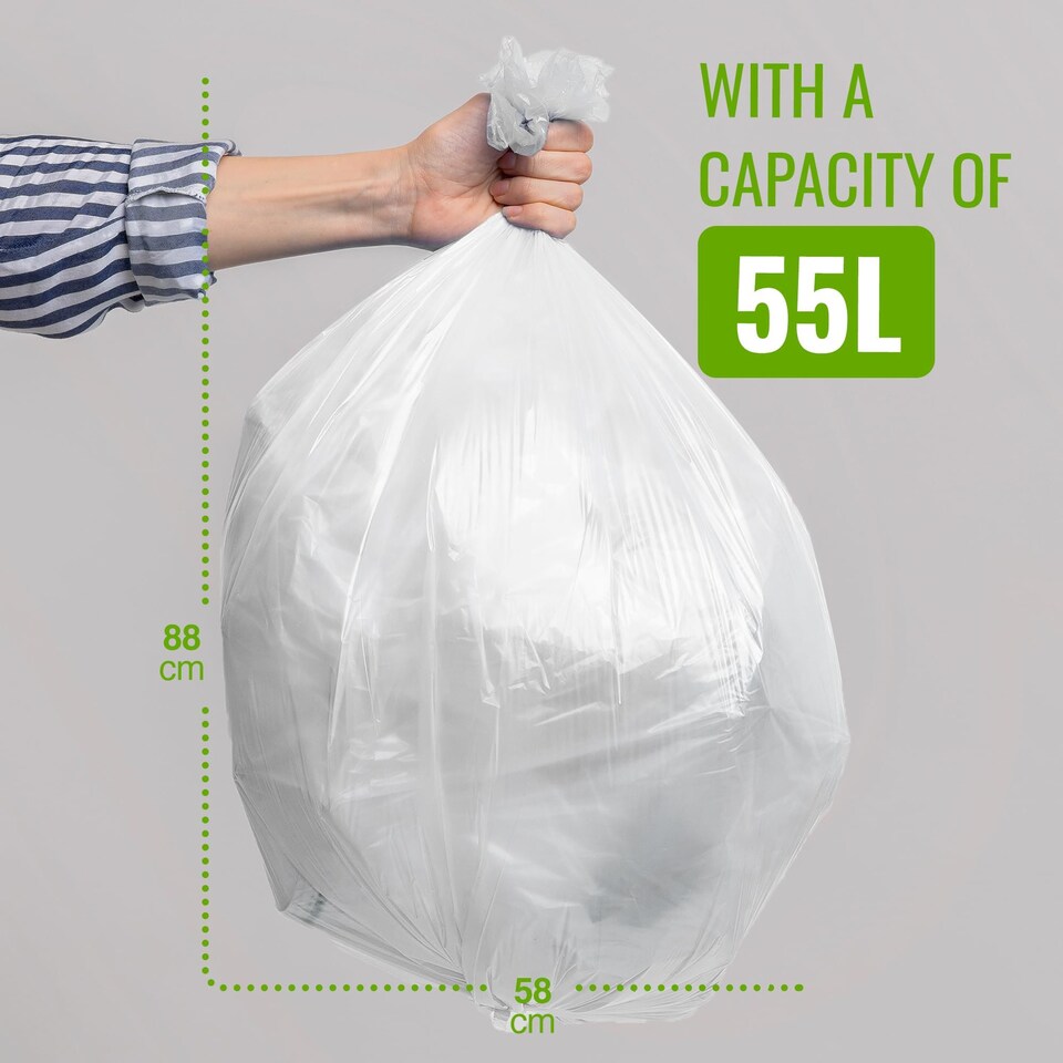 image 1 of Ecobag Heavy Duty Swing Bin Liners 55 Litre Extra Strong Leak Proof Tear Resistant
