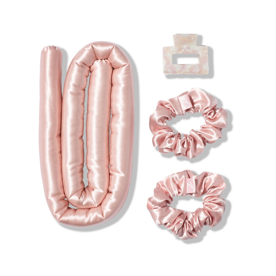 image 1 of Silk Addict 100% Mulberry Silk Heatless Curlers Set - Pale Pink