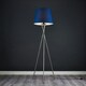 image 2 of ValueLights Camden Brushed Chrome Tripod Floor Lamp Navy Taper Shade | Blue