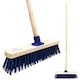 image 1 of 15" Heavy Duty Outdoor Broom with Stiff PVC Bristles and Long Wooden Handle